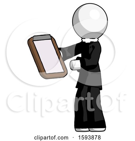 White Clergy Man Reviewing Stuff on Clipboard by Leo Blanchette