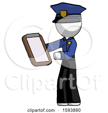 White Police Man Reviewing Stuff on Clipboard by Leo Blanchette