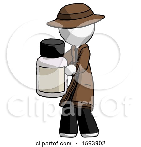 White Detective Man Holding White Medicine Bottle by Leo Blanchette
