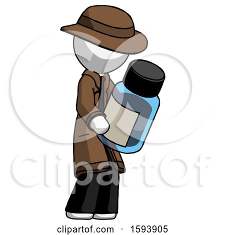 White Detective Man Holding Glass Medicine Bottle by Leo Blanchette