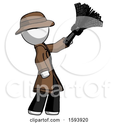 White Detective Man Dusting with Feather Duster Upwards by Leo Blanchette