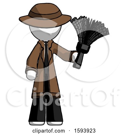 White Detective Man Holding Feather Duster Facing Forward by Leo Blanchette