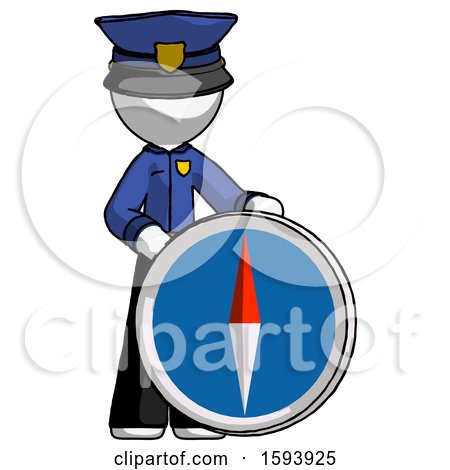 White Police Man Standing Beside Large Compass by Leo Blanchette