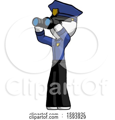 White Police Man Looking Through Binoculars to the Left by Leo Blanchette