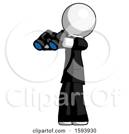 White Clergy Man Holding Binoculars Ready to Look Left by Leo Blanchette