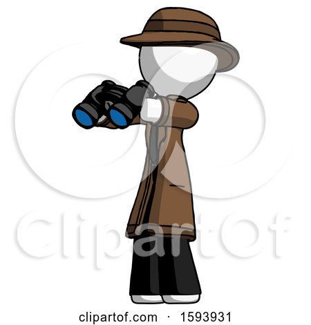 White Detective Man Holding Binoculars Ready to Look Left by Leo Blanchette