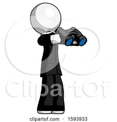 White Clergy Man Holding Binoculars Ready to Look Right by Leo Blanchette