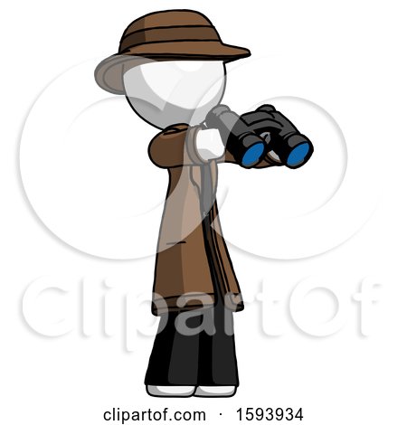 White Detective Man Holding Binoculars Ready to Look Right by Leo Blanchette