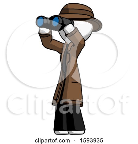 White Detective Man Looking Through Binoculars to the Left by Leo Blanchette
