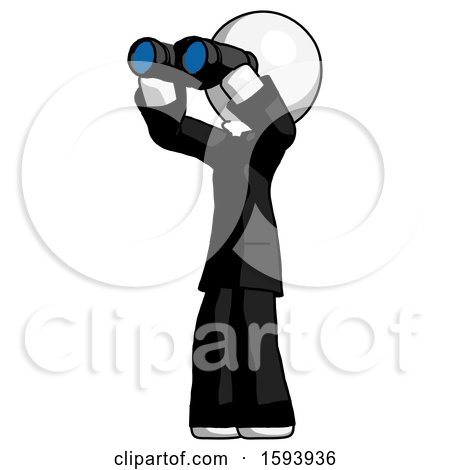 White Clergy Man Looking Through Binoculars to the Left by Leo Blanchette