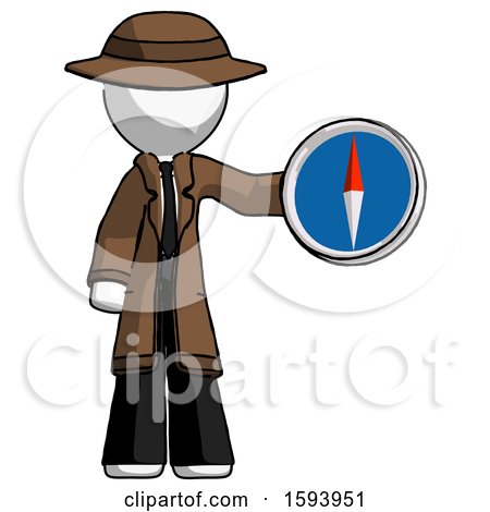 White Detective Man Holding a Large Compass by Leo Blanchette