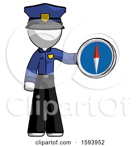 White Police Man Holding a Large Compass by Leo Blanchette