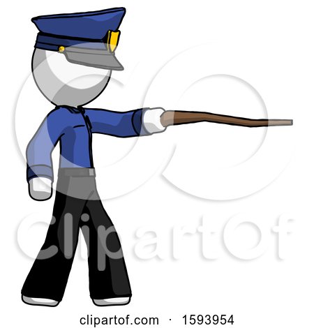 White Police Man Pointing with Hiking Stick by Leo Blanchette