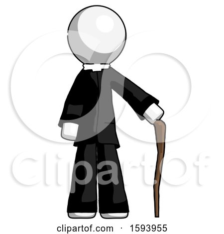 White Clergy Man Standing with Hiking Stick by Leo Blanchette