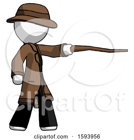 White Detective Man Pointing with Hiking Stick by Leo Blanchette