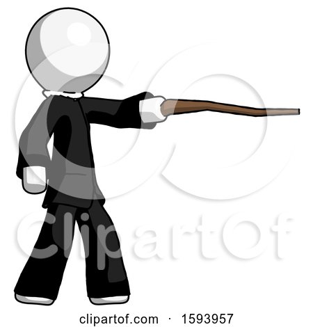 White Clergy Man Pointing with Hiking Stick by Leo Blanchette