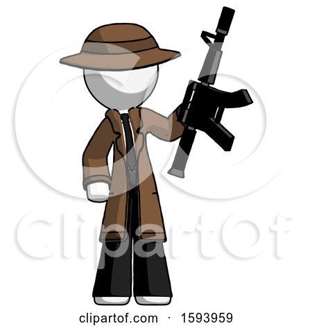 White Detective Man Holding Automatic Gun by Leo Blanchette