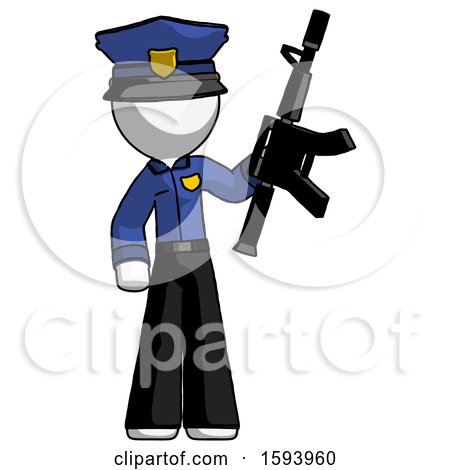 White Police Man Holding Automatic Gun by Leo Blanchette