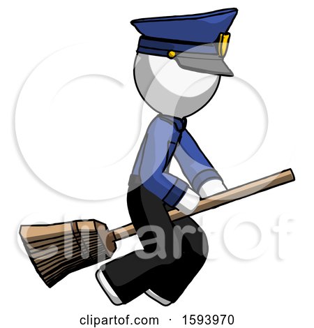White Police Man Flying on Broom by Leo Blanchette