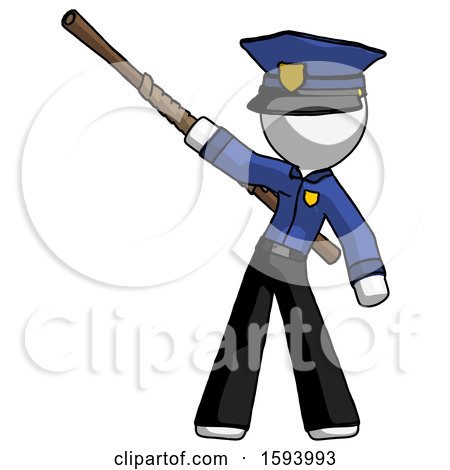 White Police Man Bo Staff Pointing up Pose by Leo Blanchette