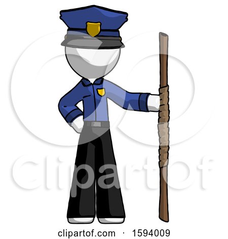 White Police Man Holding Staff or Bo Staff by Leo Blanchette
