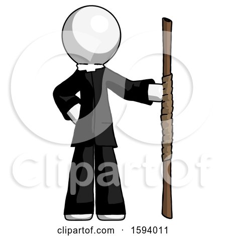 White Clergy Man Holding Staff or Bo Staff by Leo Blanchette