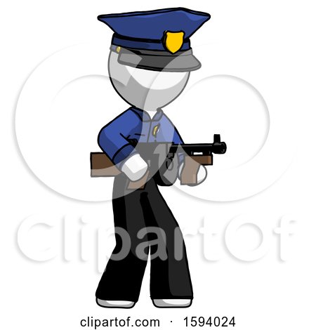White Police Man Tommy Gun Gangster Shooting Pose by Leo Blanchette