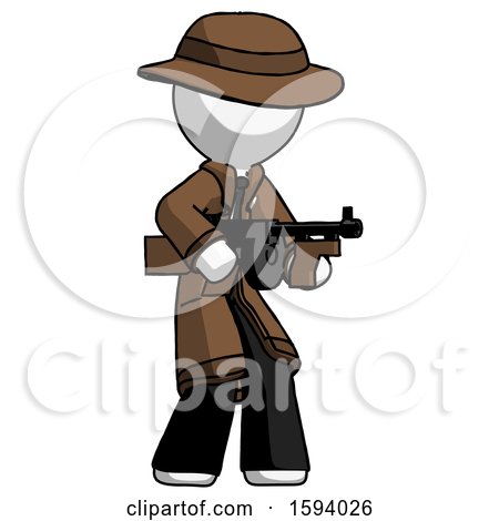 White Detective Man Tommy Gun Gangster Shooting Pose by Leo Blanchette