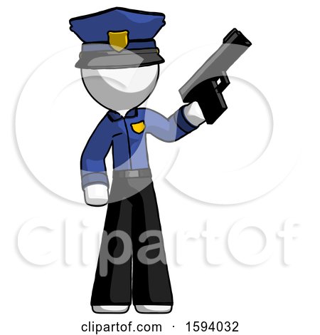 White Police Man Holding Handgun by Leo Blanchette