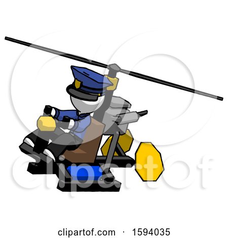 White Police Man Flying in Gyrocopter Front Side Angle Top View by Leo Blanchette
