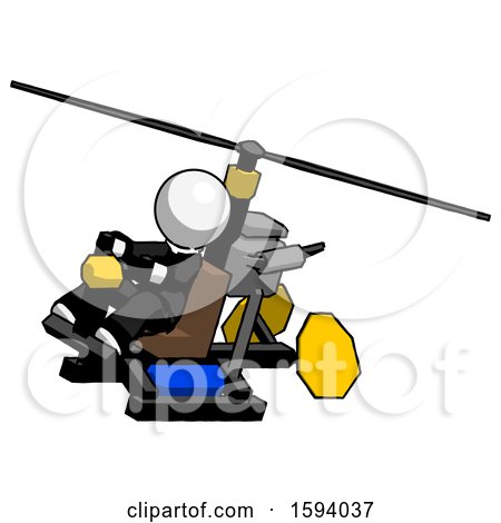 White Clergy Man Flying in Gyrocopter Front Side Angle Top View by Leo Blanchette