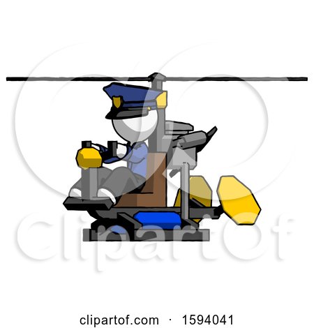 White Police Man Flying in Gyrocopter Front Side Angle View by Leo Blanchette