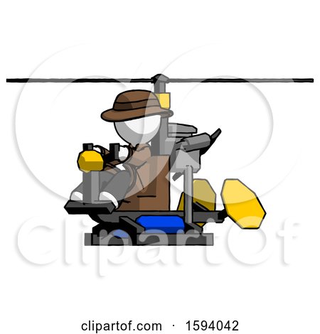 White Detective Man Flying in Gyrocopter Front Side Angle View by Leo Blanchette
