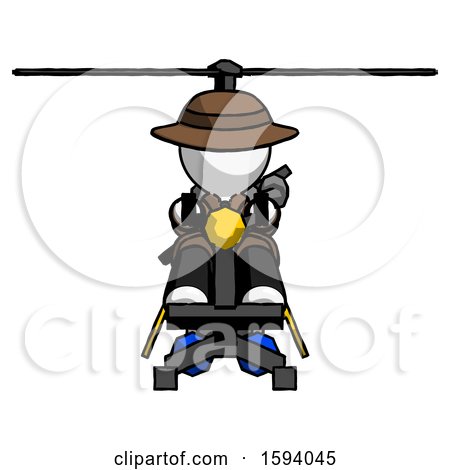 White Detective Man Flying in Gyrocopter Front View by Leo Blanchette