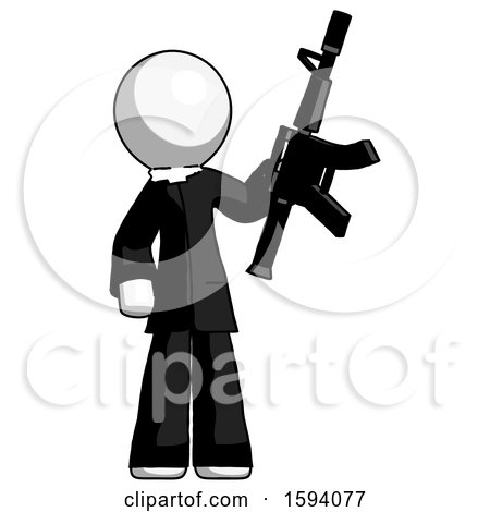 White Clergy Man Holding Automatic Gun by Leo Blanchette