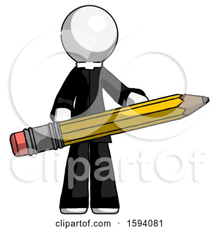 White Clergy Man Writer or Blogger Holding Large Pencil by Leo Blanchette