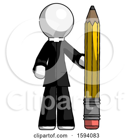 White Clergy Man with Large Pencil Standing Ready to Write by Leo Blanchette