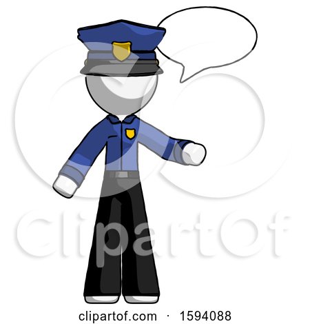 White Police Man with Word Bubble Talking Chat Icon by Leo Blanchette