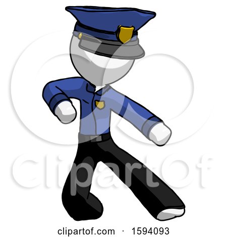 White Police Man Karate Defense Pose Right by Leo Blanchette