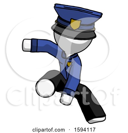 White Police Man Action Hero Jump Pose by Leo Blanchette