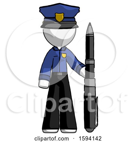 White Police Man Holding Large Pen by Leo Blanchette