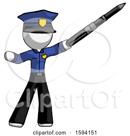 White Police Man Demonstrating That Indeed the Pen Is Mightier by Leo Blanchette