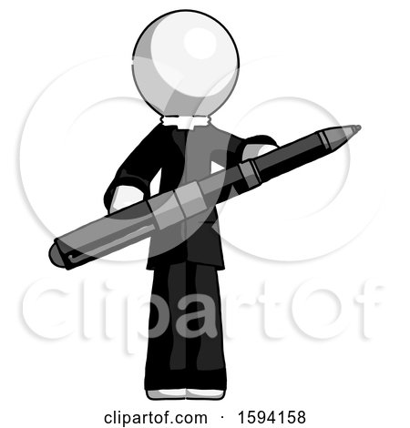 White Clergy Man Posing Confidently with Giant Pen by Leo Blanchette
