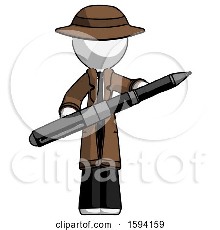 White Detective Man Posing Confidently with Giant Pen by Leo Blanchette