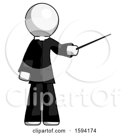 White Clergy Man Teacher or Conductor with Stick or Baton Directing by Leo Blanchette