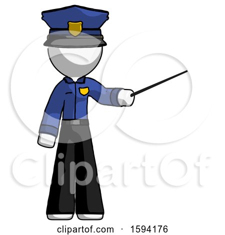 White Police Man Teacher or Conductor with Stick or Baton Directing by Leo Blanchette