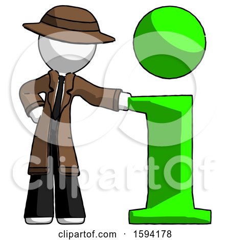 White Detective Man with Info Symbol Leaning up Against It by Leo Blanchette