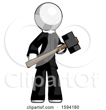 White Clergy Man with Sledgehammer Standing Ready to Work or Defend by Leo Blanchette