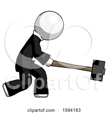 White Clergy Man Hitting with Sledgehammer, or Smashing Something by Leo Blanchette