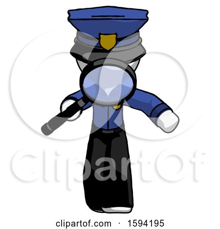 White Police Man Looking down Through Magnifying Glass by Leo Blanchette